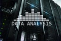 Big Data analysis text on server room background. Internet and modern technology concept Royalty Free Stock Photo