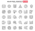 Big data analysis thin line icon set. Royalty Free Stock Photo