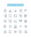 Big data analysis vector line icons set. Analytics, Mining, Storage, Patterns, Visualization, Machine-learning Royalty Free Stock Photo