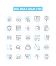 Big data analysis vector line icons set. Analytics, Mining, Storage, Patterns, Visualization, Machine-learning Royalty Free Stock Photo