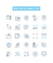 Big data analysis vector line icons set. Analytics, Mining, Storage, Patterns, Visualization, Machine-learning Royalty Free Stock Photo