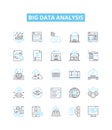 Big data analysis vector line icons set. Analytics, Mining, Storage, Patterns, Visualization, Machine-learning Royalty Free Stock Photo