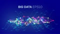 Big data analytic chart. Big data connect digits by lines. Analytics visual background. Futuristic analysis technology