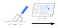 Data Mining and Analytics Process Concept with Shovel and Computer Screen Visual Royalty Free Stock Photo