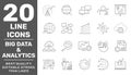 Big data and analytics icons set. Contain icons as Chart, Report document, Graph Data analytics, Presentation chart and