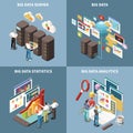 Big Data Analytics Isometric Icon Set