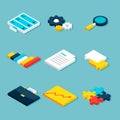Big Data Analytics Isometric Objects Royalty Free Stock Photo