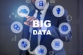 Big data analytics and network concept with icons Royalty Free Stock Photo