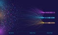 Big data analytics visualization. Digital flow of chaotic data dots connected with analytics lines to solution databases Royalty Free Stock Photo