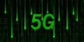 Big data binary code flowing through 5g mobile networking Royalty Free Stock Photo