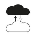 Big data Black and white cloud share Vector black icon on white background. Royalty Free Stock Photo