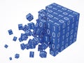 Big data, blockchain and technology concept with binary code cubes. 3D style vector illustration. Royalty Free Stock Photo