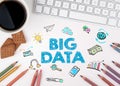 Big Data, Business concept. White office desk Royalty Free Stock Photo