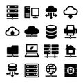 Big Data Center and Server Icons Set. Vector