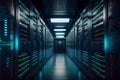 Big data center technology warehous with servers information Royalty Free Stock Photo