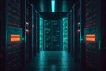 Big data center technology warehous with servers information Royalty Free Stock Photo
