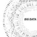 Big data circular grayscale visualization. Futuristic infographic. Information aesthetic design. Visual data complexity.