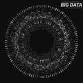 Big data circular grayscale visualization. Futuristic infographic. Information aesthetic design. Visual data complexity.