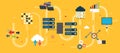 Big Data and cloud computing banner with icons Royalty Free Stock Photo