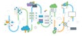 Big Data and cloud computing banner with icons Royalty Free Stock Photo