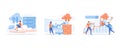Big Data and Cloud Computing. Business characters using remote servers Royalty Free Stock Photo