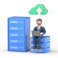 Big Data and Cloud Computing, Business characters using remote servers to analyzing large sets of data and recognizing mistakes Royalty Free Stock Photo