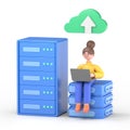 Big Data and Cloud Computing, Business characters using remote servers to analyzing large sets of data and recognizing mistakes Royalty Free Stock Photo