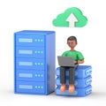 Big Data and Cloud Computing, Business characters using remote servers to analyzing large sets of data and recognizing mistakes Royalty Free Stock Photo