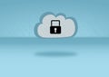 Big data cloud security symbolized with black lock