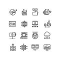 Big data cloud technology services thin line vector icons Royalty Free Stock Photo