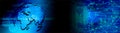 Big data. Cogs circuit global Background, flowing number one and zero text in binary code format in technology background. Royalty Free Stock Photo