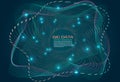 Big data colorful abstract vector background. Particle dot and line wave on cyan background Royalty Free Stock Photo