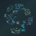Big data complexity. Creative data visualization. Advanced analytics. Beauty of data abstract background. Globe of connected nodes