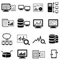 Big data, computer and cloud computing web icons Royalty Free Stock Photo