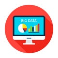 Big Data Computer Flat Circle Icon Royalty Free Stock Photo