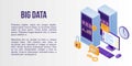 Big data concept banner, isometric style Royalty Free Stock Photo