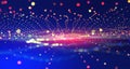 Big Data concept. Blockchain 3D illustration. Information Waves and the Global Database. Neural networks and artificial intelligen