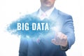 Big data concept with business people pressing virtual buttons