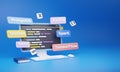 Big data concept with computer, 3d render Royalty Free Stock Photo