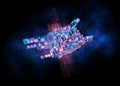 Big data concept. Digital cube with program code for machine learning algorithm. 3D illustration Royalty Free Stock Photo