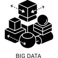 Big data concept illustration with interconnected geometric shapes and arrows representing data flow and analysis Royalty Free Stock Photo