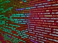 Big data concepts working in cyberspace environment. Developing programming binary code. Programmer workplace. Creative Js HTML5 Royalty Free Stock Photo