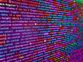 Big data concepts working in cyberspace environment. Modern web development background. Abstract program code on computer screen. Royalty Free Stock Photo