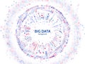 Big data connection structure. Abstract element with lines, dots and binary code. Big data visualization. Royalty Free Stock Photo