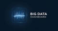 Big data dashboard with abstract sound wave and glowing lines, futuristic information visualization, digital analytics display Royalty Free Stock Photo