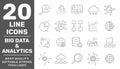 Big Data, Database analytics, information technology, digital processign icons lines set isolated vector illustration. Editable