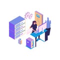 Big data developer flat style illustration design