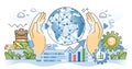 Big data finance as information collection about money outline hands concept