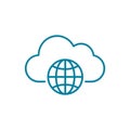 Cloud globe line icon. Cloud computing concept. Universal access networking idea. Royalty Free Stock Photo