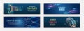 Big data futuristic web background. Visualization of data arrays, databases. Information flow, sorting. Set of Hi-tech banner Royalty Free Stock Photo